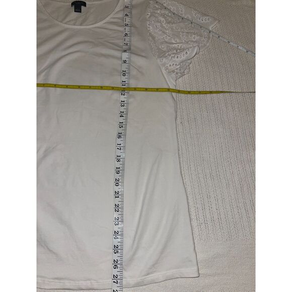 Ann Taylor Factory White Eyelet Flutter Sleeve Blouse Top Women’s Large L - Picture 3 of 5